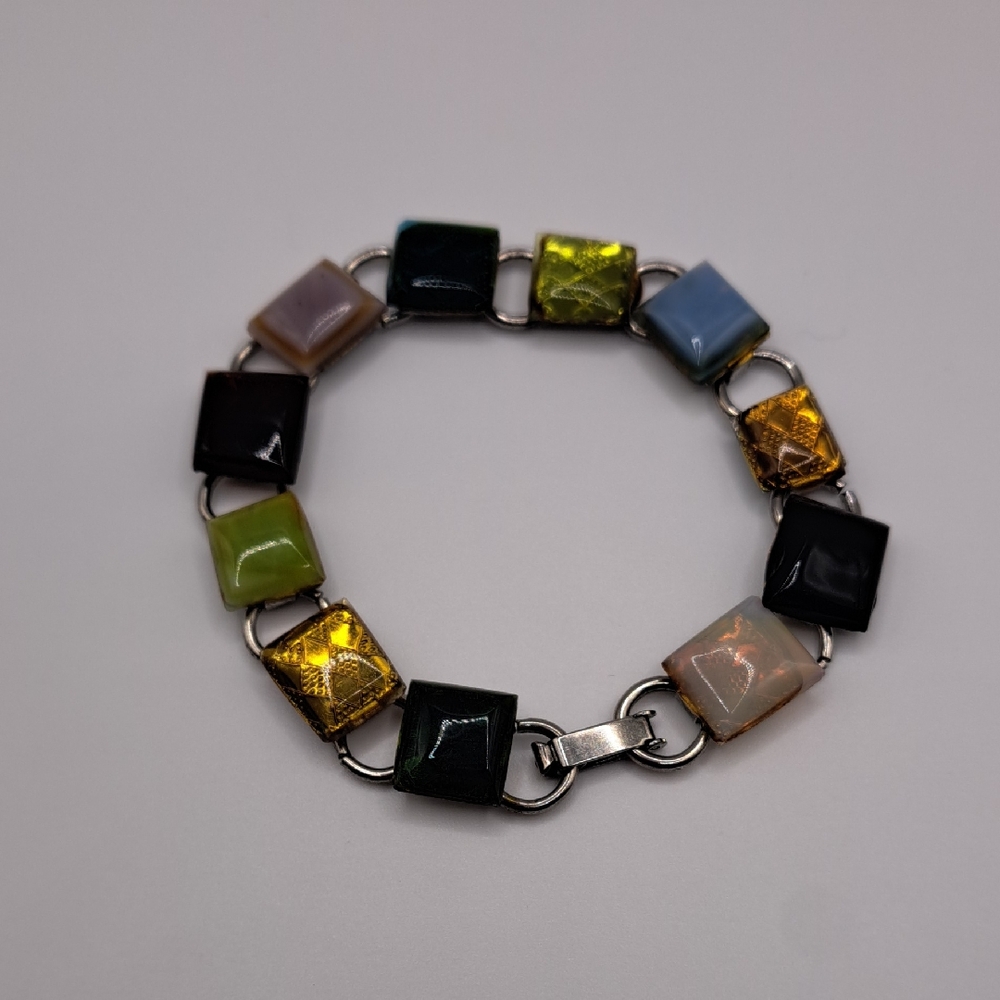 Vintage Silvertone Gem Bracelet